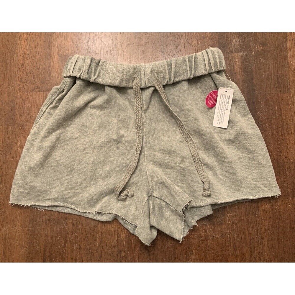 Flirtitude Active Size Extra Small Green Folded Elastic Waistband Shorts Pockets